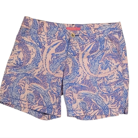 Lilly Pulitzer Pants - Lilly Pullitzer Jayne Stretch Shorts Paisley Design Blue & Pink Size 10